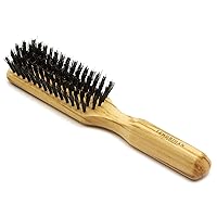 Genuine 100% Medium Stiffness Boar Bristle 5-Row Hairbrush with Polished Olivewood Handle MADE IN GERMANY