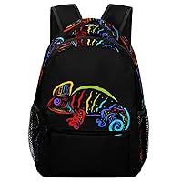 Glow Colored Chameleon Unisex Laptop Backpack Lightweight Shoulder Bag Travel Daypack