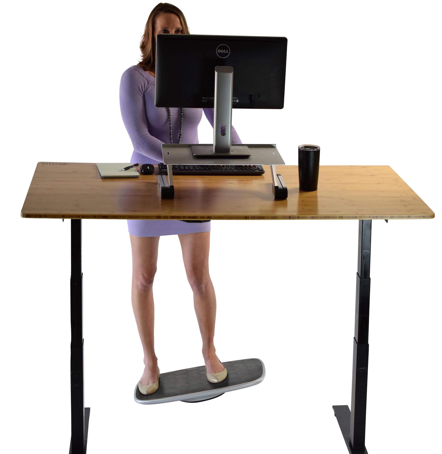 BASE Standing Desk Balance Board with Anti Fatigue Mat Deck gentle 360 motion ergonomic office wobble platform for sit stand up workstations must have standing desk accessories black