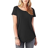 Ma Croix Womens Scoop Neck Longline Tee Round Extended Bottom Short Sleeve Modal T Shirt