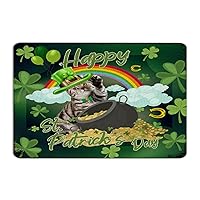 Decorative Metal Signs Outdoor St. Patrick's Day Watercolor Cat with Hat Home Décor Aluminum Metal Sign for Living Room Porch Bathroom Lucky Shamrock Gold Coins Art Poster Gift for Men 8x12 Inch