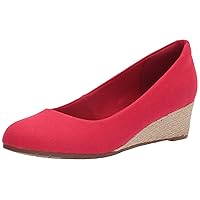 Clarks womens Mallory Luna Closed Wedge Platform, Red Textile, 6.5 US