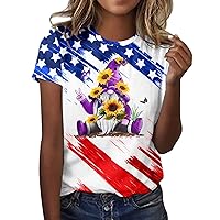 XJYIOEWT White Long Sleeve Shirts for Women Under Scrubs Pack Womens Spring Summer Cool Independence Day Printed Casual