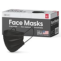 IRIS USA 50 Piece Disposable Premium 3Ply Face Masks, Black