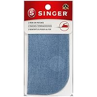SINGER 00064 Faded Blue Denim Iron On Patches, 5-Inch X 5-Inch, 2-Count,
