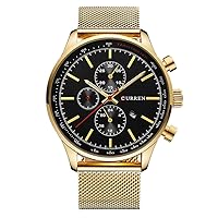 CURREN Men's Sports Waterproof Stainless steel Date Wrist Watch 8227 Gold Black
