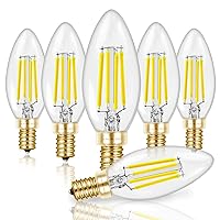 Hizashi E12 LED Bulb Dimmable 60W Equivalent, Chandelier Light Bulbs Daylight 5000K, Candelabra LED Bulbs 90+CRI 6W 550LM B11 Type B LED Candle Bulb with Candelabra Base, UL Listed, 6 Pack