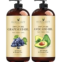 Handcraft Blends Grapeseed Oil and Handcraft Blends Avocado Oil - 100% Pure and Natural - Premium Therapeutic Grade Carrier Oil for Aromatherapy, Massage, Moisturizing Skin and Hair - 16 fl. oz
