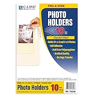 C-Line Peel and Stick Photo Holders, Holds 3.5 x 5 and 4 x 6 Inches Photos, Clear, 10 per Pack (70346)