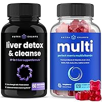 Liver Cleanse Detox Capsules and (2-Pack) Men's Multivitamin Gummies Bundle