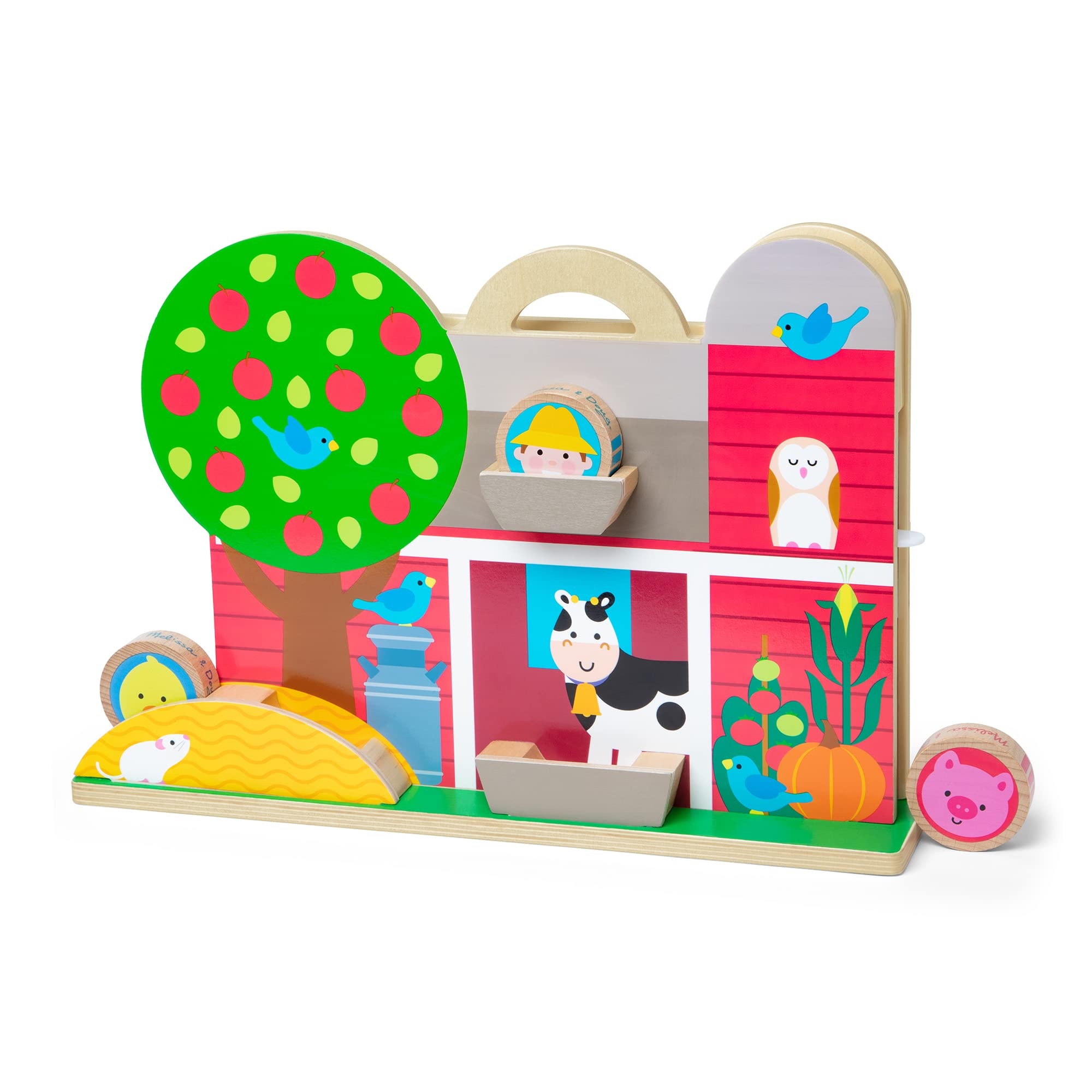 Melissa & Doug GO Tots Wooden Barnyard Tumble with 4 Disks - Farm Themed, Stack And Drop Developmental Toys For Toddlers Ages 1+