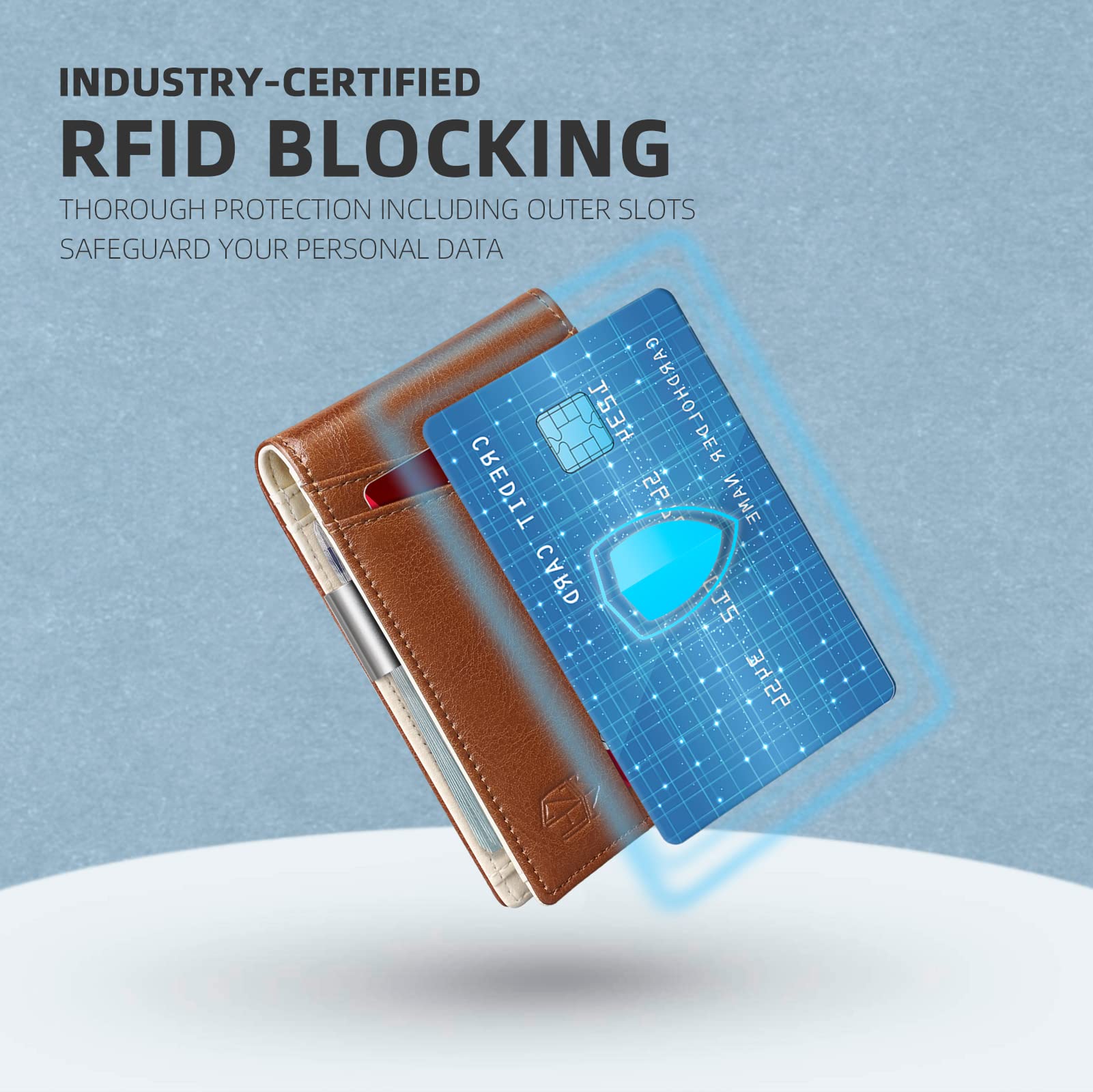 Zitahli Slim Wallet for Men-Leather Money Clip Mens Wallets-RFID Blocking Front Pocket Bifold Wallet-Minimalist Credit Card Holder with Gift Box