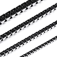 Black Chain Necklace for Men Women Water Resistent 316L Stainless Steel Big Thick Cuban Link Chains Plated & Brushed finish Silver Color with Gift Box (3.5-8 MM Wide, 14-36 Inches Long)
