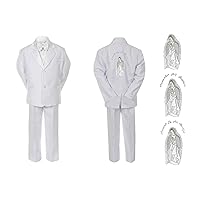 Infant New Born Baby Boy Christening Baptism White Suit Virgin Mary On Back Sm-7 (5, Silver English)