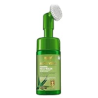 WOW Skin Science Aloe Vera Exfoliating Face Wash w/Soft Brush, Foaming Facial Cleanser For All Skin Types, Acne Face Wash for Women, Facial Skin Care Products, Men's Face Wash Facial Scrub (100ml)