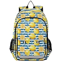 ALAZA Yellow Lemon Blue Stripe Backpack Bookbag Laptop Notebook Bag Casual Travel Trip Daypack for Women Men Fits 15.6 Laptop