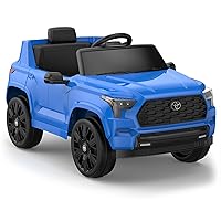 Ride on Truck Car, 12V Licensed Toyota Electric Cars for Kids, Ride on Toys with Remote Control, Spring Suspension, LED Lights, Bluetooth, 3 Speeds