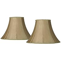 Set of 2 Round Bell Lamp Shades Earthen Gold Large 8inches Top x 18inches Bottom x 13inches Slant x 12inches High Spider with Replacement Harp and Finial Fitting - Imperial Shade