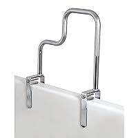 Tri-Grip Bathtub Rail with Chrome Finish - Bathtub Grab Bar Safety Bar For Seniors and Handicap - For Assistance Getting In and Out of Tub, Easy to Install on Most Tubs