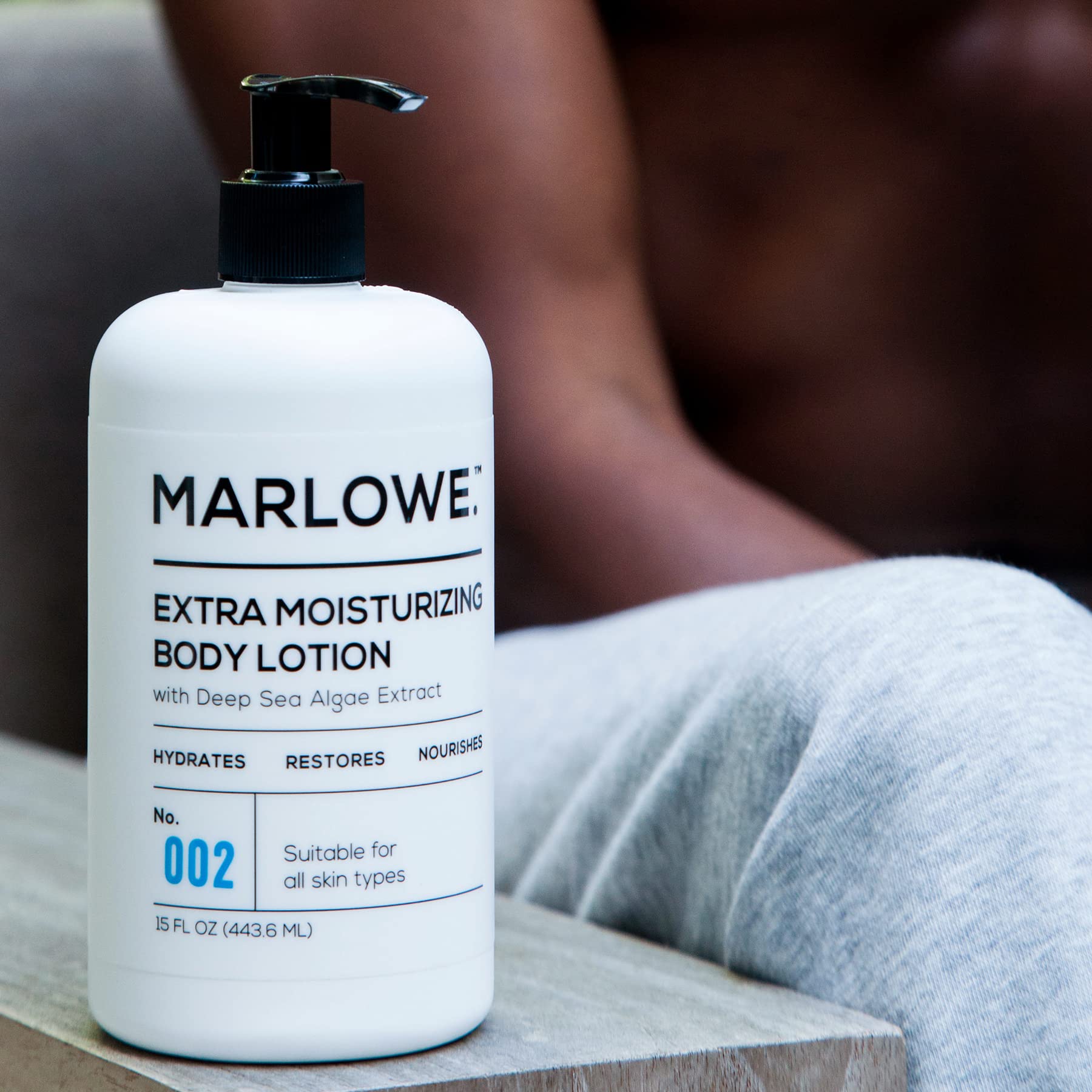 MARLOWE. 002 Extra Moisturizing Body Lotion 15 oz | Daily Lotion for Dry Skin for Men and Women | Light Fresh Scent | Made with Natural Ingredients | Vegan, Cruelty-Free