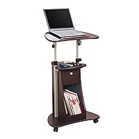 Techni Mobili Sit-to-Stand Rolling Adjustable Storage Medical Laptop Computer Cart, Chocolate, B005
