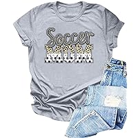 Soccer Mom Shirt Women Soccer Mom Leopard Bleached T Shirt Soccer Mom Graphic Shirt Funny Ball Mom Life Tee Top
