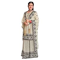 ready to wear Off White chinon Punjabi bridal Salwar Kameez with Black Embroidery Indian Wedding 1202