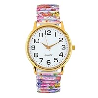 Collections Etc Comfortable & Stylish Elastic Band Watch with Large Face, Analog - Expansion for Plus Size Wrists