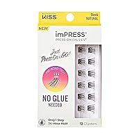 KISS imPRESS False Eyelashes, Lash Clusters, Falsies, Sleek Natural', 12mm-14mm, Includes 12 pieces of pre-bonded lashes, Contact Lens Friendly, Easy to Apply, Reusable Strip Lashes