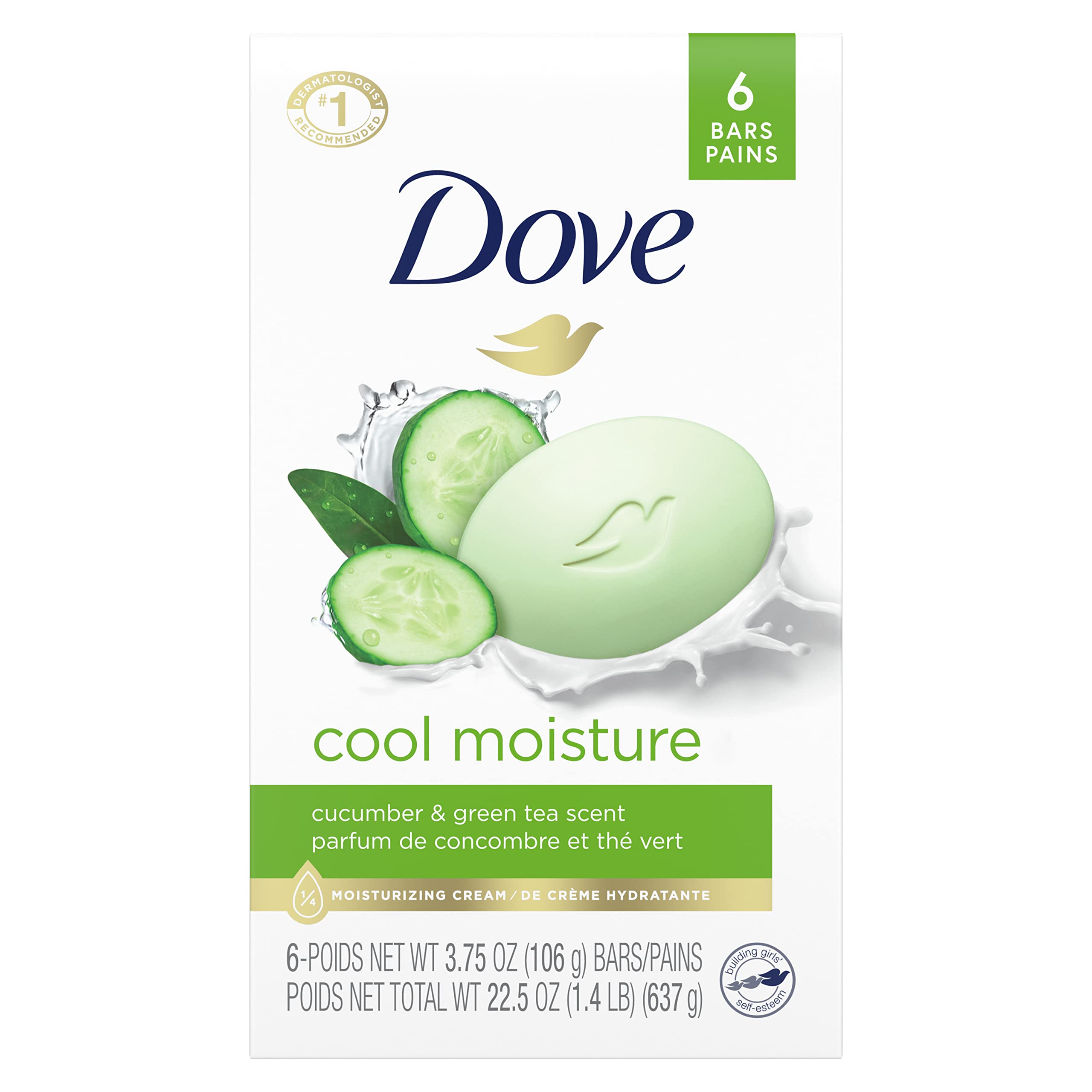 Dove Skin Care Beauty Bar For Softer Skin Cucumber And Green Tea 6 Bars More Moisturizing Than Bar Soap 3.75 oz