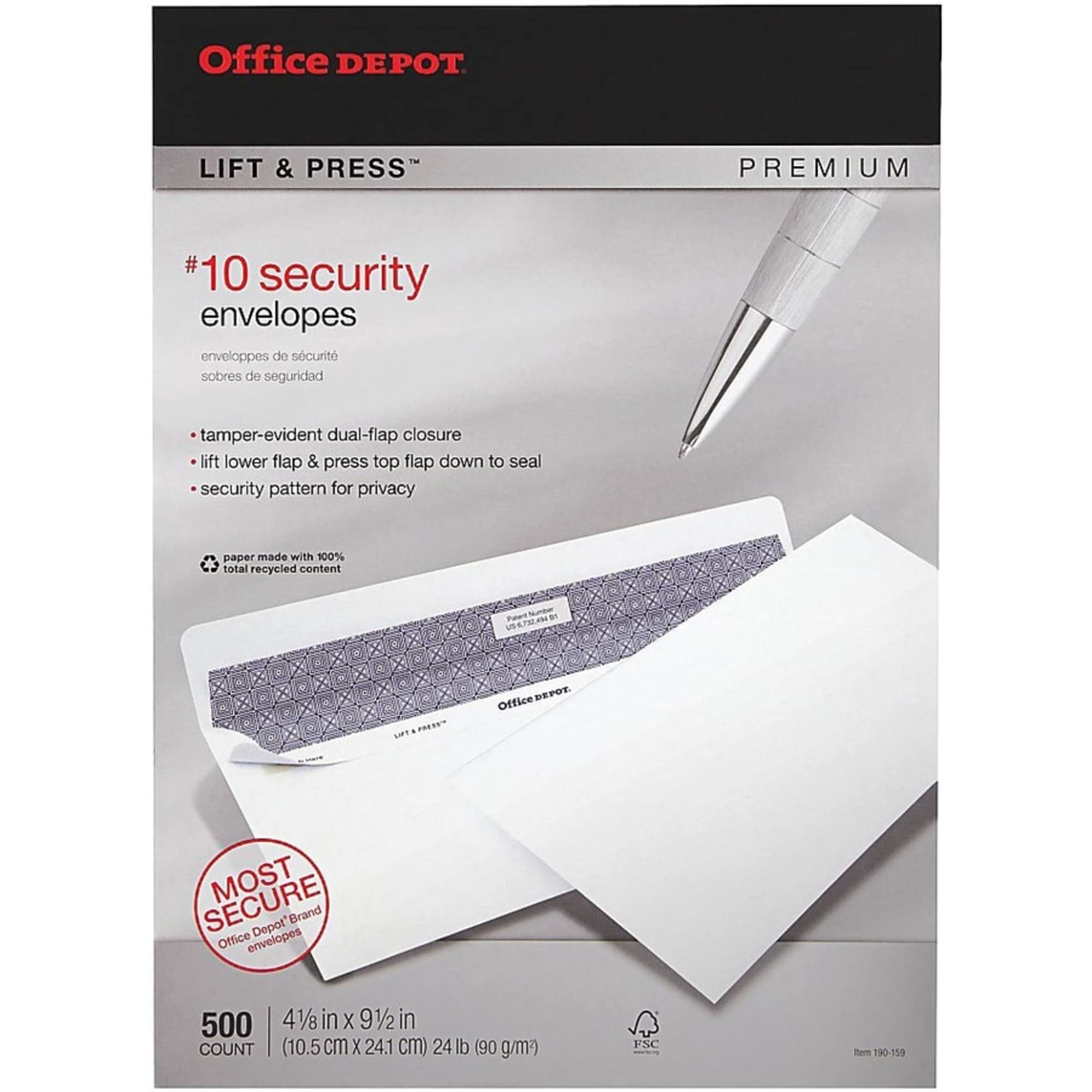 Mua Office Depot Lift Press(TM) Premium Envelopes, #10 (4 1/8in. x 9  1/2in.), 100% Recycled, White, Pack Of 500, 76145 trên Amazon Mỹ chính hãng  2023 | Giaonhan247