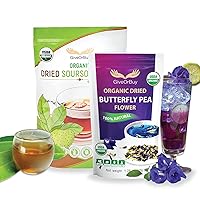 Butterfly Pea Flower 1.75 Oz Include Soursop Leaves USDA Organic (200 Leaves) Resealable Bag by GiveOrBuy