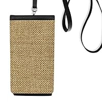 Tawny Burlap Linen Knit Fresh Illustration Pattern Phone Wallet Purse Hanging Mobile Pouch Black Pocket