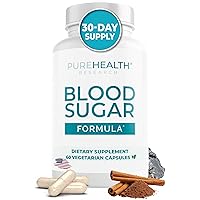 PUREHEALTH RESEARCH Glucose Balance Supplement - Blood Glucose Blend with Vitamin C, Magnesium, and Berberine for Men & Women, Increase Energy & Focus, Non-GMO, 60 Count