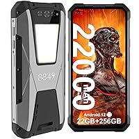 8849 Tank Rugged Smartphone, 22000mAh(66W) 22GB+256GB 4G Rugged Android Phone Unlocked with 1200LM Camping Light, IP68 Waterproof 6.81