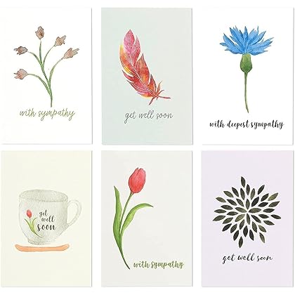 Best Paper Greetings 48-Pack of Bulk Sympathy and Get Well Cards Assortment Box with Envelopes with 12 Floral Designs, Blank On The Inside for Family, Friends, Coworkers (4x6 Inches)