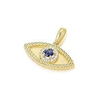 1/5 Carat Diamond and 1/5 Carat Round Blue Sapphire Halo Evil Eye Pendant for Women in 18k Gold (D-F, VS1-VS2, cttw) Jewish Jewelry Jewelry