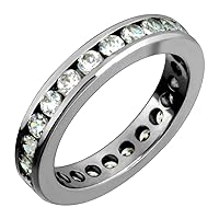Stunning Women's Titanium Eternity Ring With Genuine Diamonds 4 millimeters Wide Wedding Band