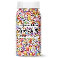 SugarMeLicious Sprinkles For Cupcakes, Edible Cake Decorations, For Vibrant and Versatile Jimmies & Pearls Sprinkles for Baking and Decorating Cookies & Ice Cream, 4oz Bottle (Colorful Jimmies & Pearls)