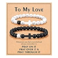 UPROMI Matching Cross Bracelet for Couples, Anniversary Christmas Birthday Valentines Day Gifts for Him Her