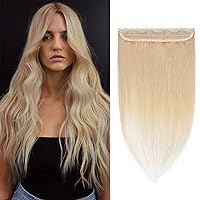 Benehair Hair Extensions Clip in Human Hair Highlighted Bleach Blonde Hair Extensions Real Human Hair Double Weft Straight Remy Hair 18inch 5 Clips