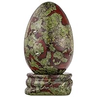 TUMBEELLUWA Carved Egg Healing Crystal Quartz with Stone Stand Reiki Figurine Home Decoration, Dragon Blood