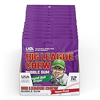 Ground Ball Grape Bubble Gum - Juicy Grape Flavor Explosion | Ideal for Baseball Games, Teams, Concessions, Parties, and Beyond | Pack of 12 Bags (2.12oz Each)