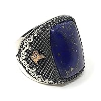 Unique 925 Sterling Silver LAPIS Stone Fligree Ottoman Men's Ring -USA- K53B