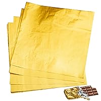 200pcs Candy Bar Wrappers, 7.8” Square Chocolate Bar Wrappers Gold Foil Wrapper Aluminum Individual Packaging Sheets for Mother's Day Baby Shower Birthday Party Gifts