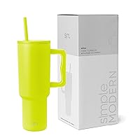 Simple Modern 40 oz Tumbler with Handle and Straw Lid | Insulated Cup Reusable Stainless Steel Water Bottle Travel Mug Cupholder Friendly | Gifts for Women Men Him Her | Trek Collection | Chartreuse