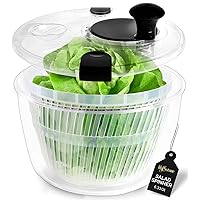 Large Salad Spinner with Plastic Fruit Bowl, Drain, & Colander - Produce & Lettuce Spinner, Vegetable Dryer, Fruit Washer, Easy & Compact Kitchen Tool - Pasta & Fries Strainer - 6.33 Qt