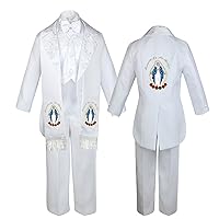 Boy Baby Baptism White Tail Tuxedo Suit Spanish Colored Mary Maria Stole Sm-7