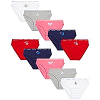 Calvin Klein Girls' Underwear - 10 Pack 100% Cotton Bikini Briefs – Soft Tag Free Panties for Girls (Size: 7-16)