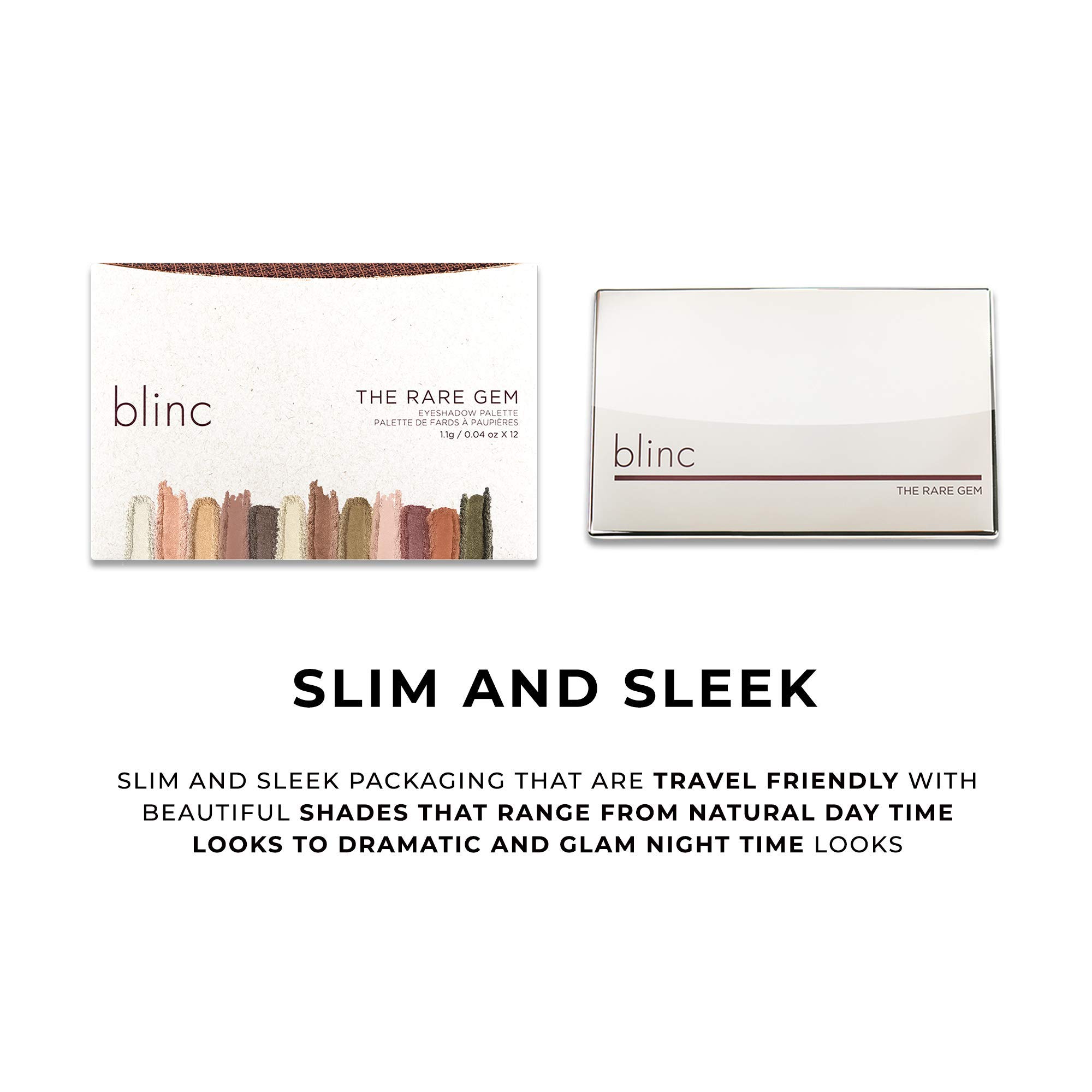 blinc Rare Gem Eyeshadow Palette, Long-Lasting, Creamy, Blendable and Pigmented Matte, Shimmer and Metallic Eyeshadows, Gluten-Free and Cruelty-Free, 1.1g / 0.04 Oz x 12